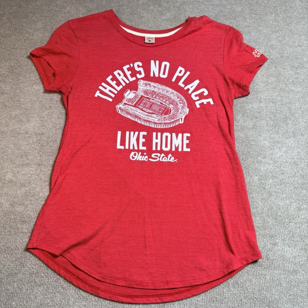 Homage Ohio State Women's Small T-Shirt Red The Shoe No Place Like Home Tee NWOT